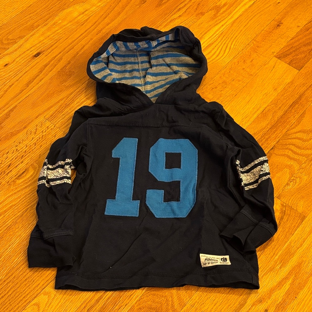 Kids Navy Blue Hoodie with Stripes (Size 3T)